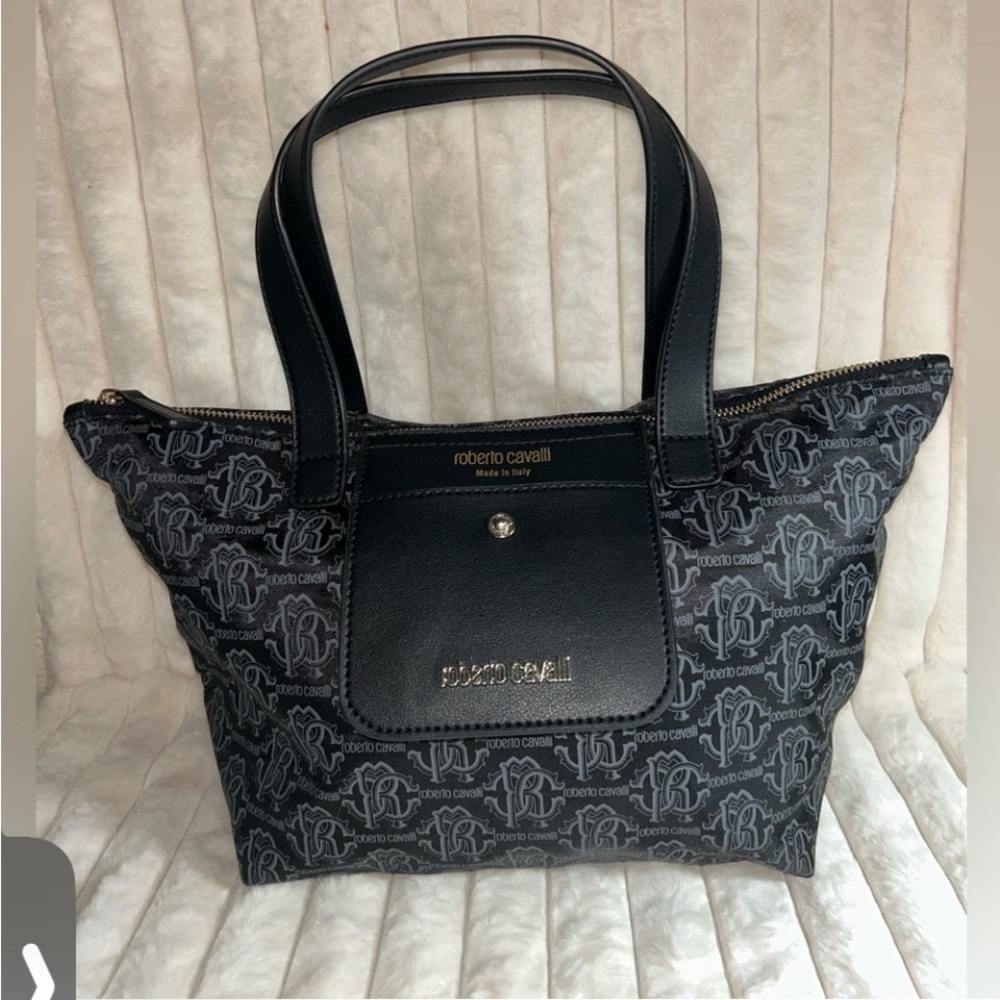 Roberto Cavalli Black and Gray Tote Bag. NWOT